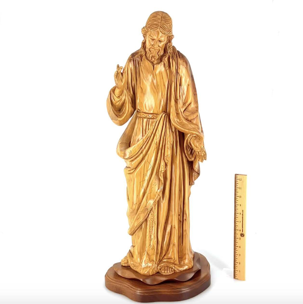 Jesus Christ Giving Blessing, 30.7" Masterpiece Wooden Church Sculpture