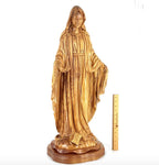 Our Lady of the Grace, Virgin Mary Masterpiece, 31.5" Olive Wood Carved Sculpture from the Holy Land