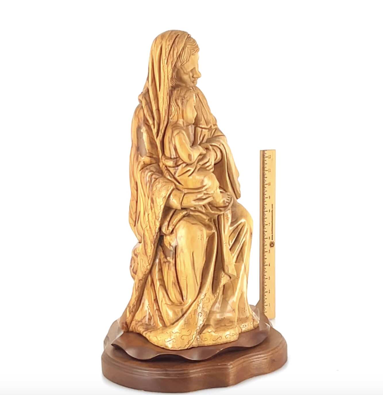 Virgin Mary Holding Sleeping Baby Jesus, 13.8" Wooden Masterpiece Carving