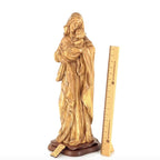 Jesus Christ statue hand carved from Bethlehem olive wood, 24 inch side angle of the olive wood sculpture