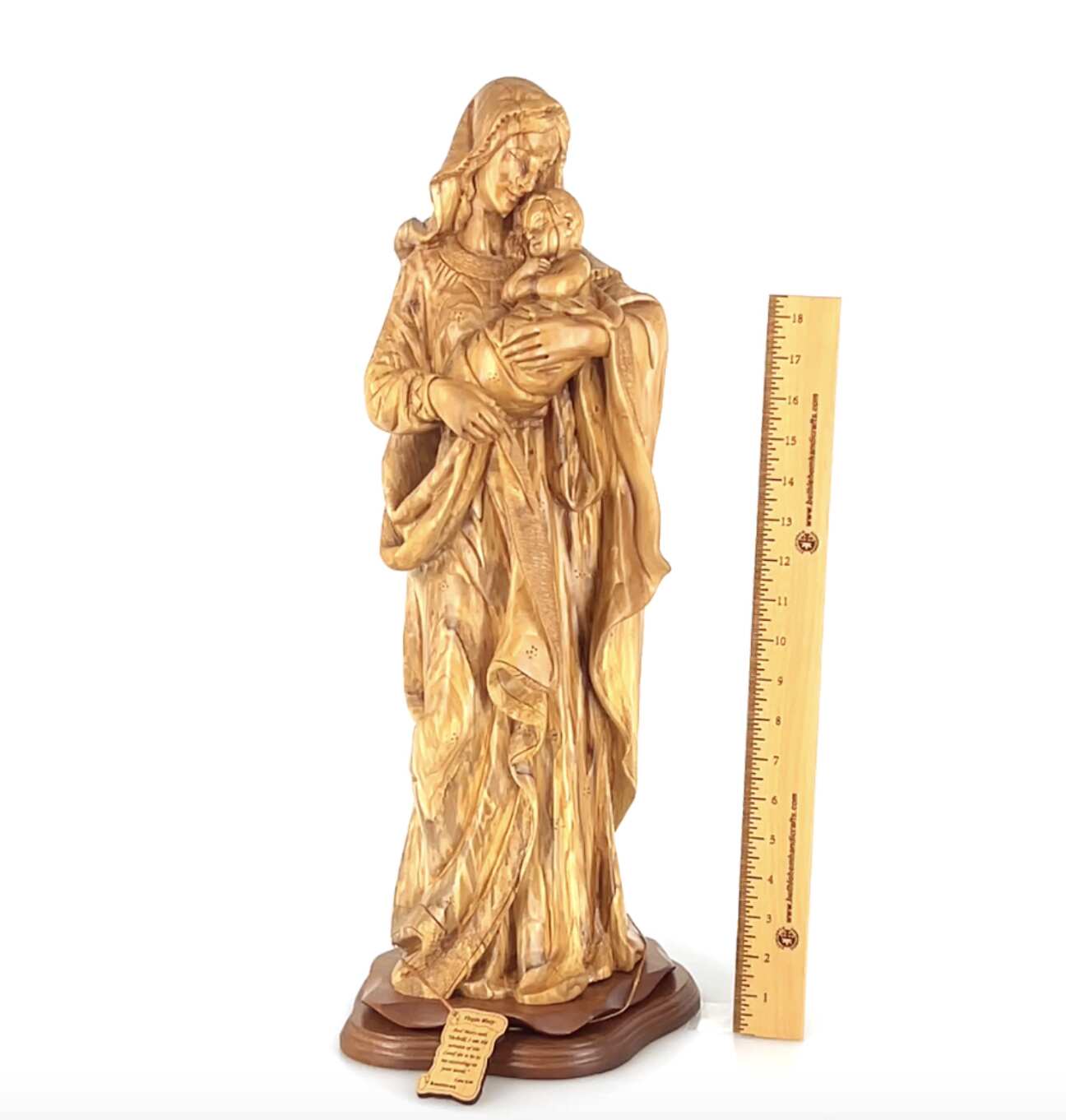 "Our Blessed Mary" with Child Jesus Christ, 24" Masterpiece Wooden Sculpture