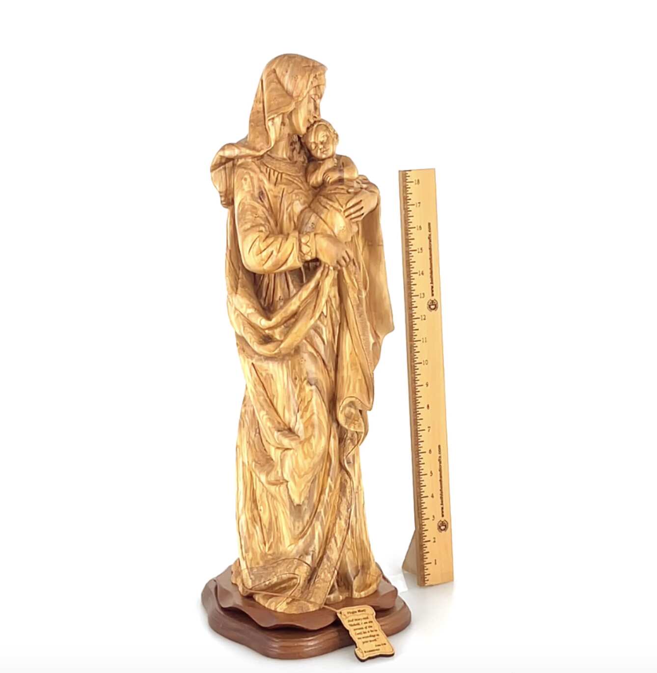 "Our Blessed Mary" with Child Jesus Christ, 24" Masterpiece Wooden Sculpture