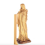 Jesus Christ statue hand carved from Bethlehem olive wood, 24 inch scale reference view