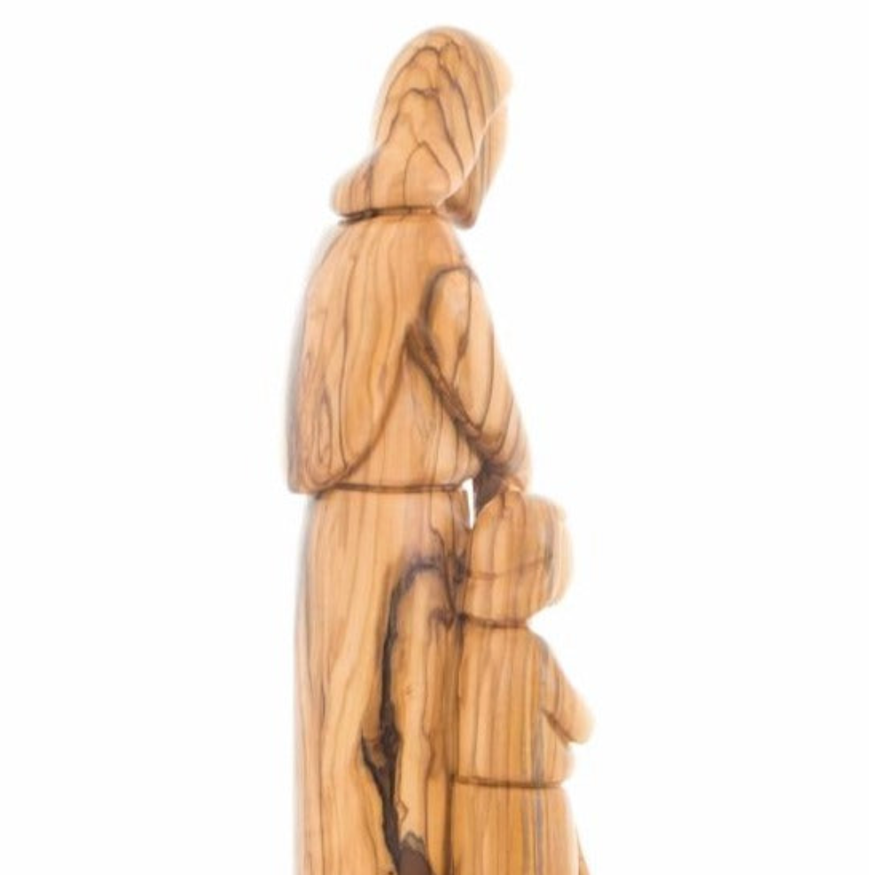 Olive Wood Carving of Saint Joseph with Young Jesus Christ Abstract ...