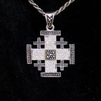 Jerusalem Cross Necklace with Gemstones (S), Sterling Silver