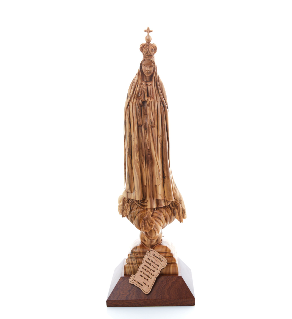 Tall 17 Inch, Virgin Mary Praying Statue |Wooden Statue From the Holy Land