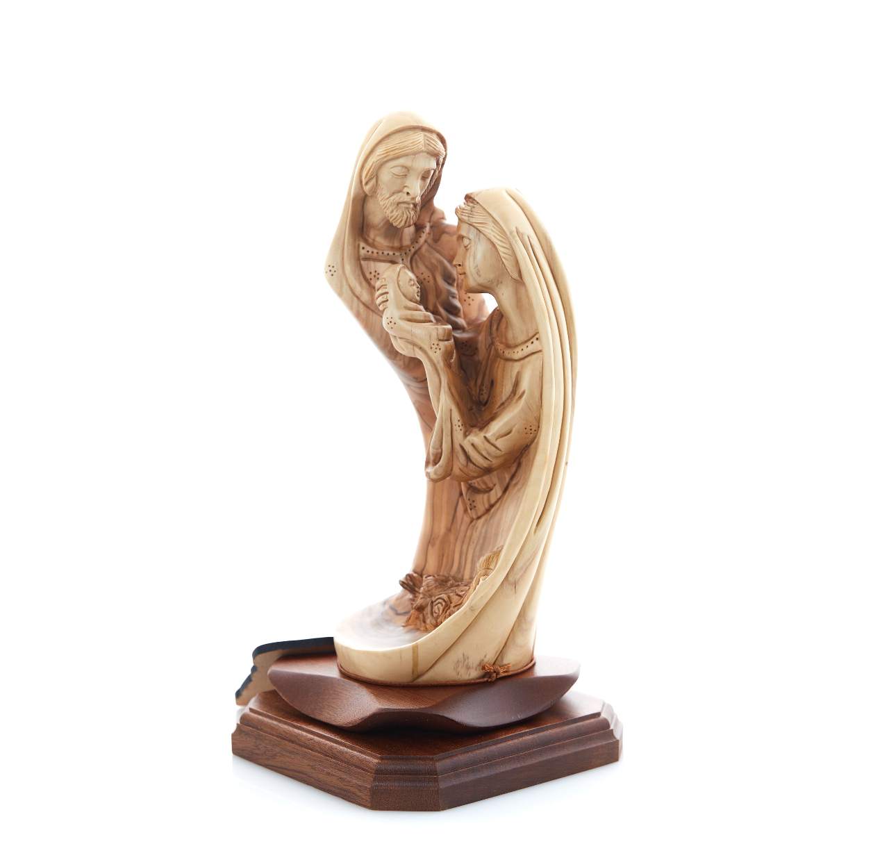 Tall Holy Family Carving | Wooden Statue From the Holy Land Jesus Mary Joesph