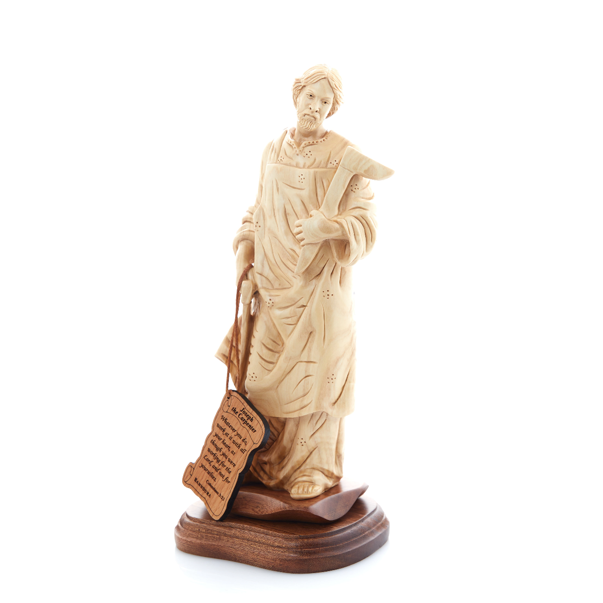 Tall Saint Joseph Carving | Wooden Statue From the Holy Land