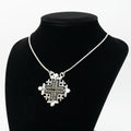 Two-Way Dark Blue Magnetic Jerusalem Cross Necklace with Gemstones