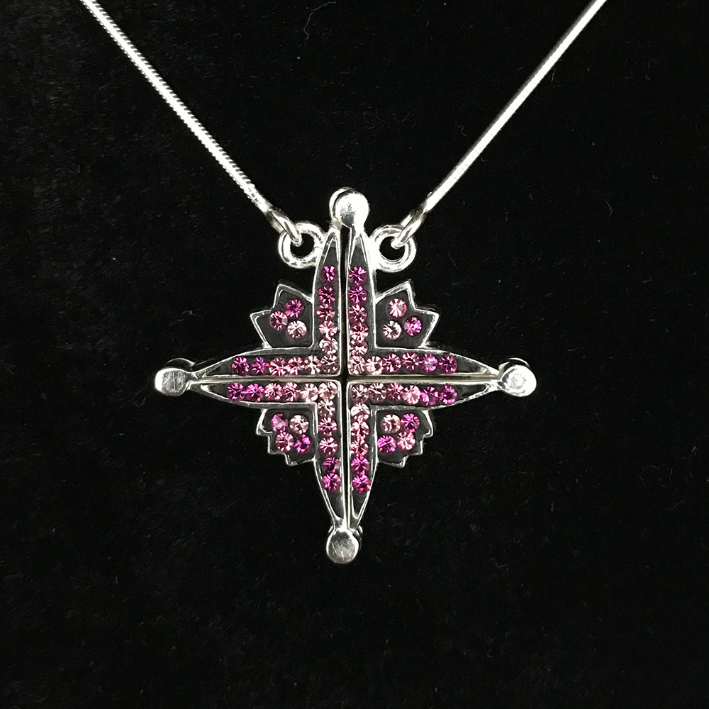Two-Way Magnetic Star of Bethlehem Necklace (Pink Gemstones)