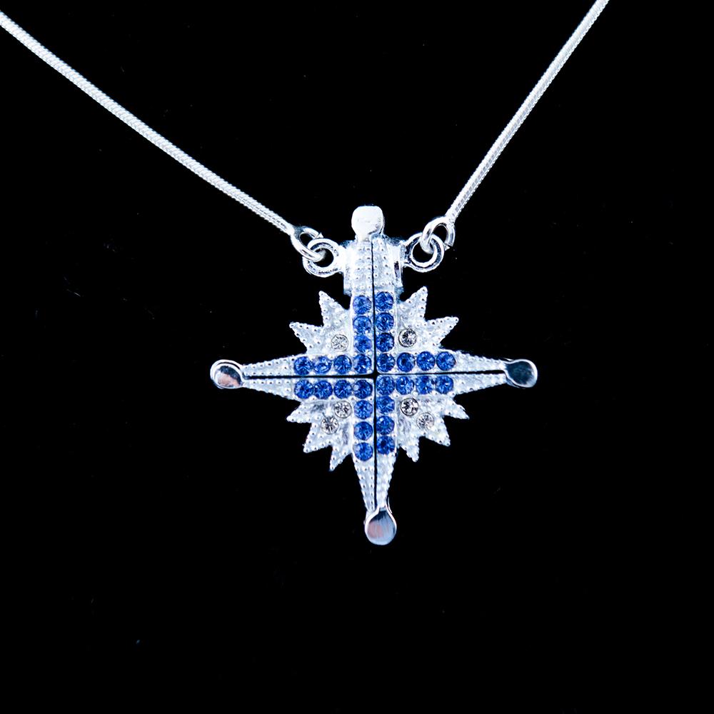 Two-Way Magnetic Star of Bethlehem Necklace with Blue Gemstones
