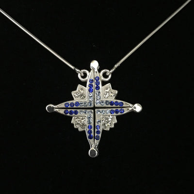 Two-Way Magnetic Star of Bethlehem Necklace with Blue Gemstones