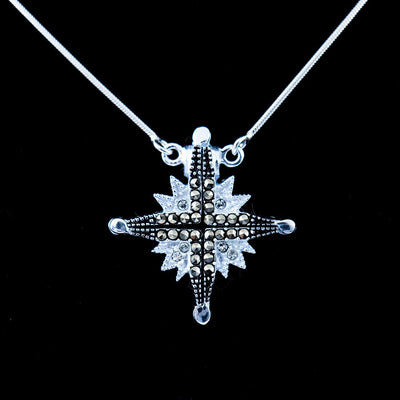 Two-Way Magnetic Star of Bethlehem Necklace with Gemstones