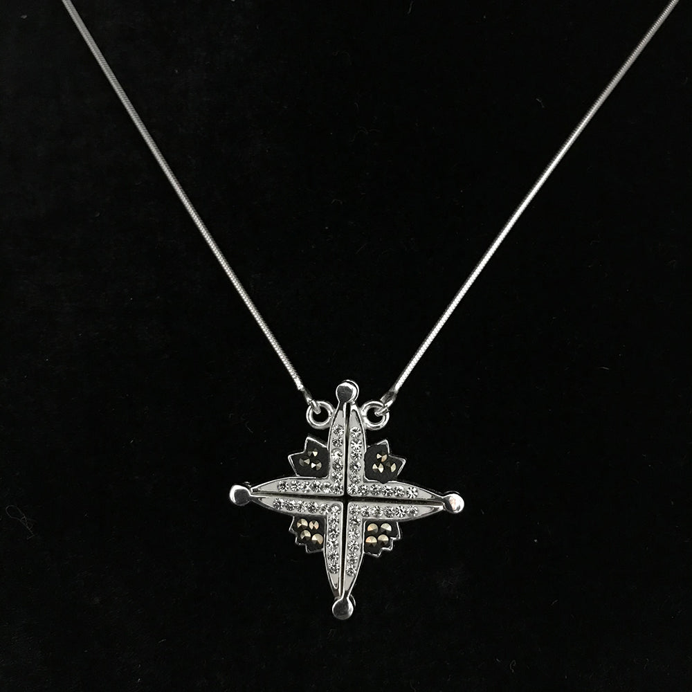 Two-Way Modern Magnetic Star of Bethlehem Necklace with Gemstones