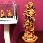 Virgin Mary olive wood statue from Bethlehem hand carved, 36 inch front view of the olive wood masterpiece