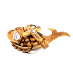 Olive wood crucifix hand carved in Bethlehem, 46 inch three quarter view of the religious piece