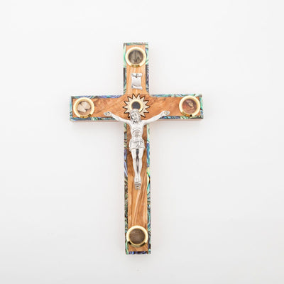 9.8" Crucifix, Olive Wood and Mother of Pearl, Made in Bethlehem