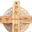 Olive Wood Wall Crucifix with God Bless Our Home and Silver Jesus Christ Corpus  with 14 Stations on the Cross Engraved on Back 