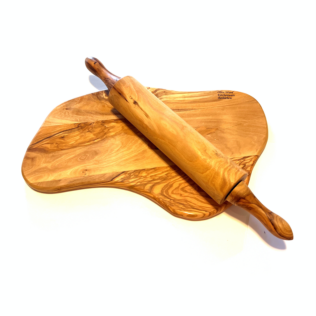 Olive Wooden Cutting Board and Rolling Pin 