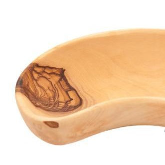 Olive wood tableware hand made in Bethlehem, three quarter view of the religious piece