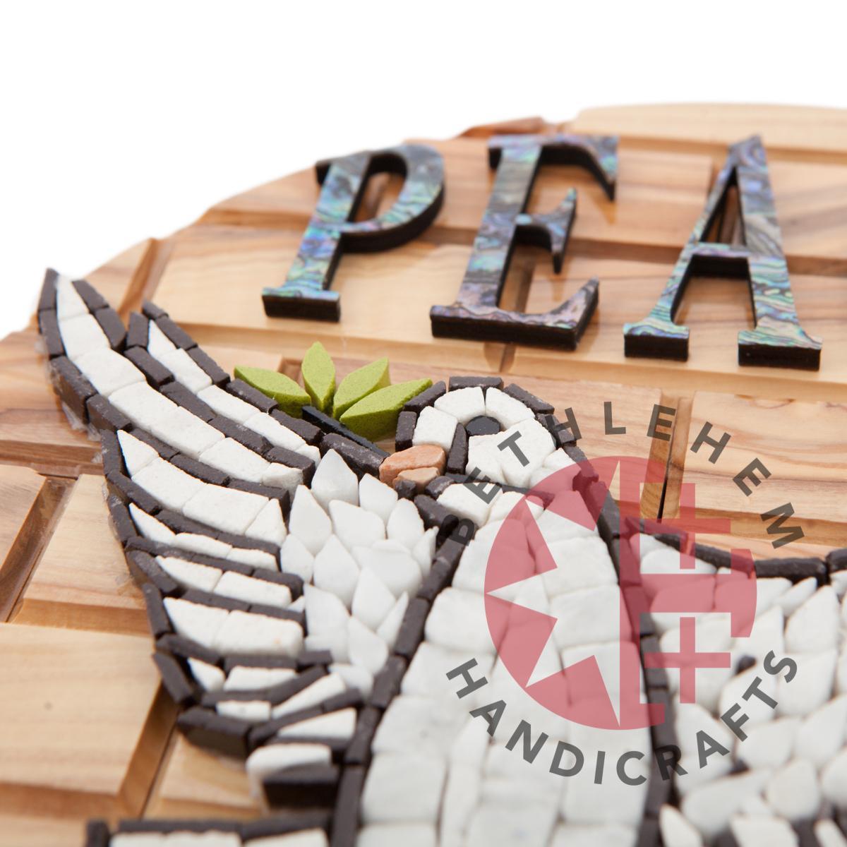 Peace Dove Hand Carved Olive Wood Plaque - Wall Hangings - Bethlehem Handicrafts