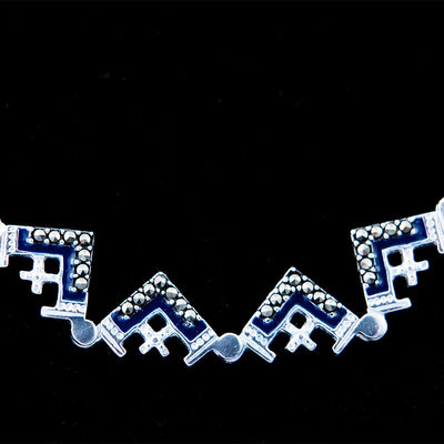 Dark Blue Two-Way Magnetic Jerusalem Cross Necklace