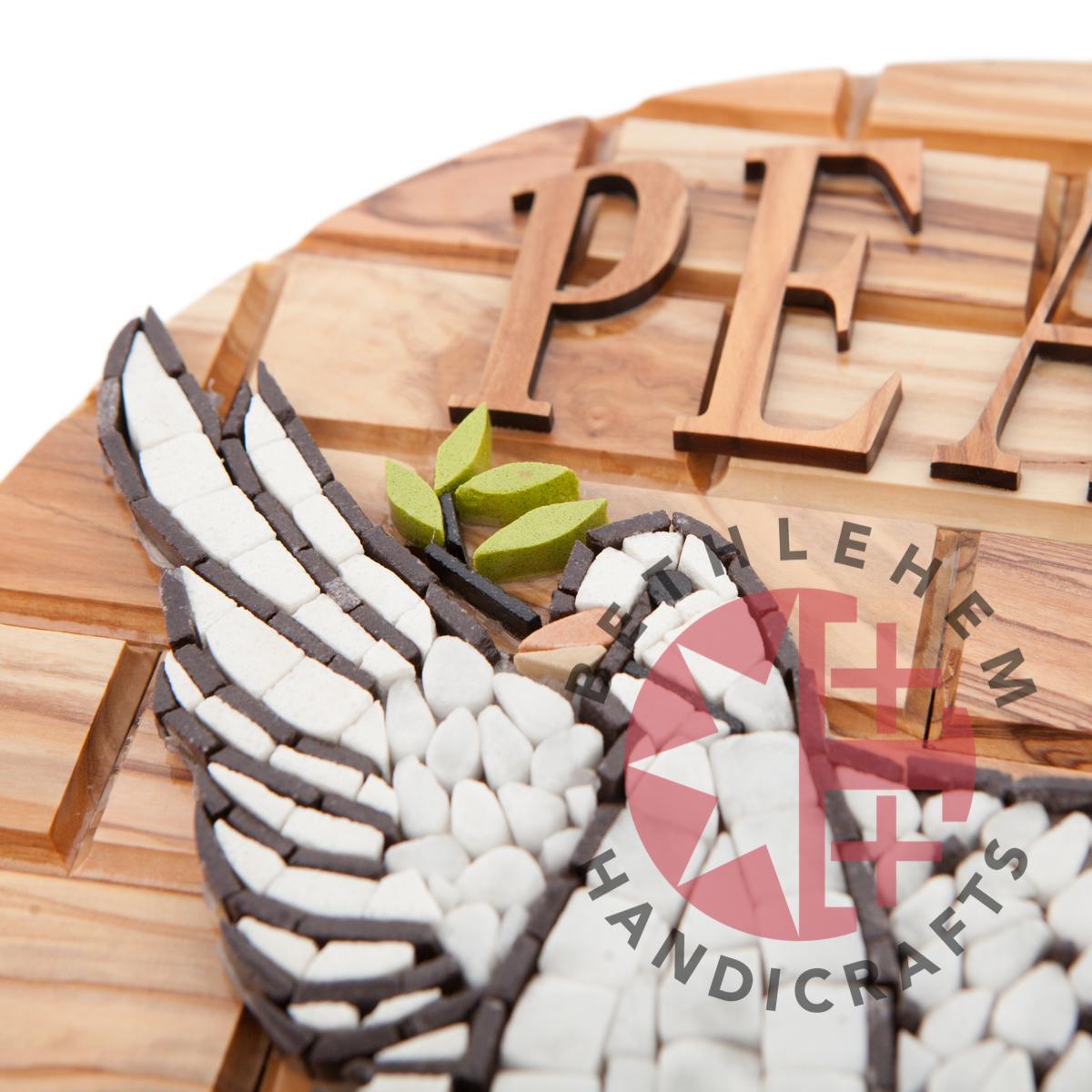 Dove of Peace Hand Carved Olive Wood Plaque