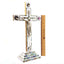 14" Crucifix Standing with 2.5" Base, Mother of Pearl and Olive Wood, 4 Souvenirs from Holy Land