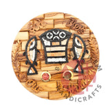 Tabgha Fish Jerusalem Stone, Olive Wood Wall Hanging Plaque, 10.6"