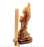 Angel with Wings Praying, 14.5" Carved Statue from Holy Land Olive Wood