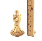 Angel olive wood statue hand carved in Bethlehem, 5.1 inch side angle of the olive wood sculpture