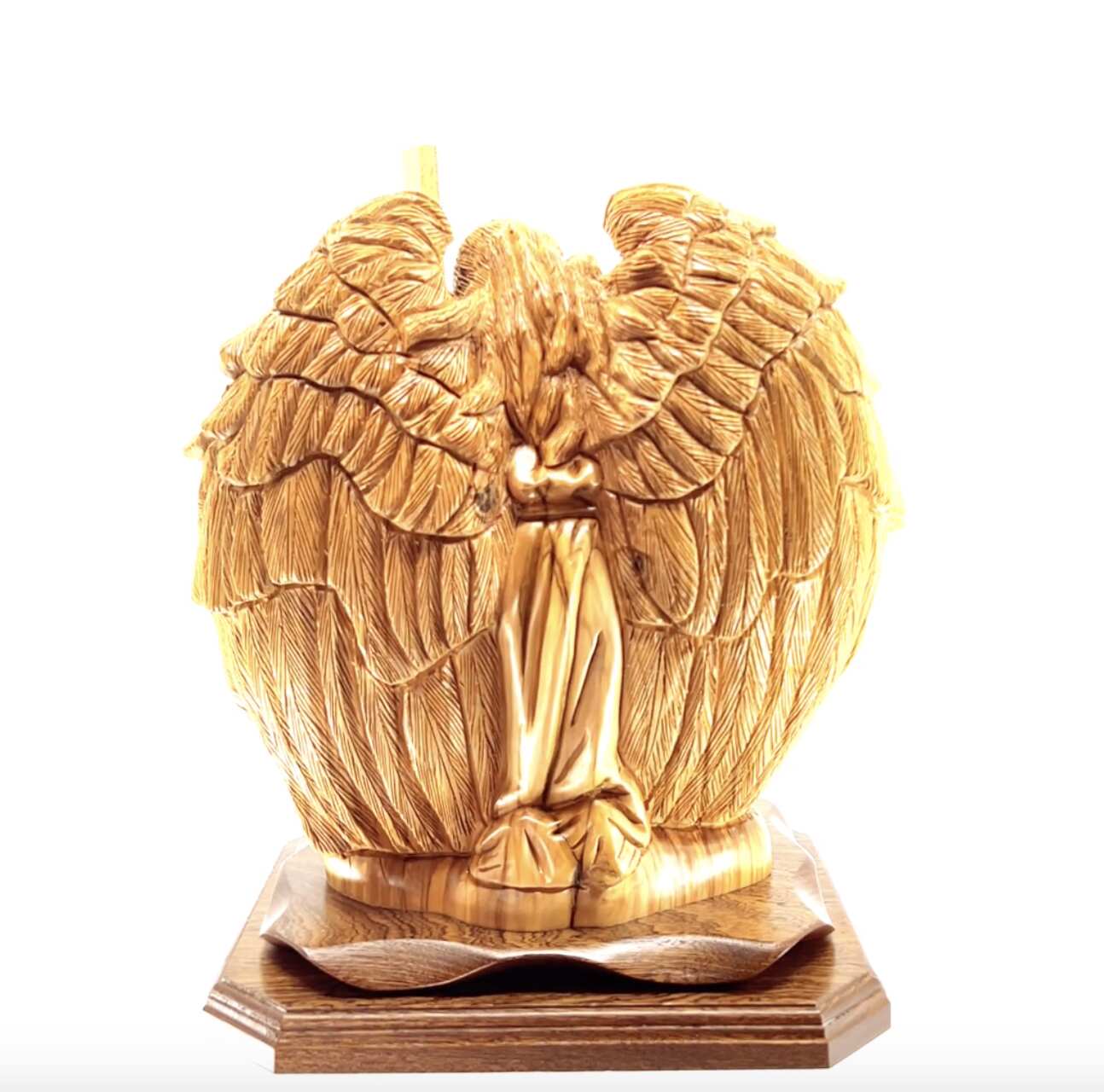 Guardian Angel with Holy Family Nativity Scene Masterpiece 11.8" , Christmas Art Masterpiece Olive Wood Carved Sculpture from the Holy Land