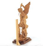 Archangel Michael Masterpiece, 20.1" Wooden Sculpture from Holy Land
