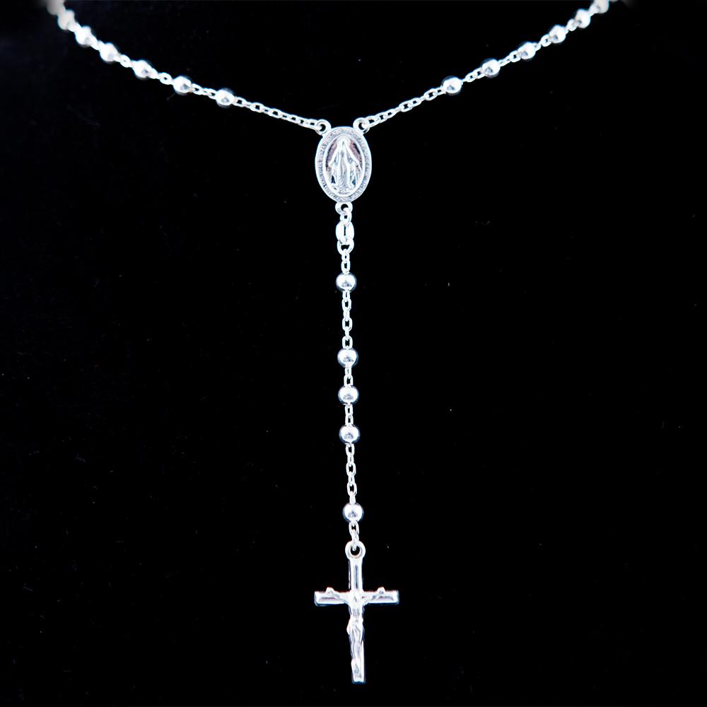 Olive wood rosary hand made in Bethlehem Holy Land, close detail of the hand carved work