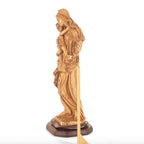 Virgin Mary olive wood statue from Bethlehem hand carved, 20.5 inch close detail of the hand carved work