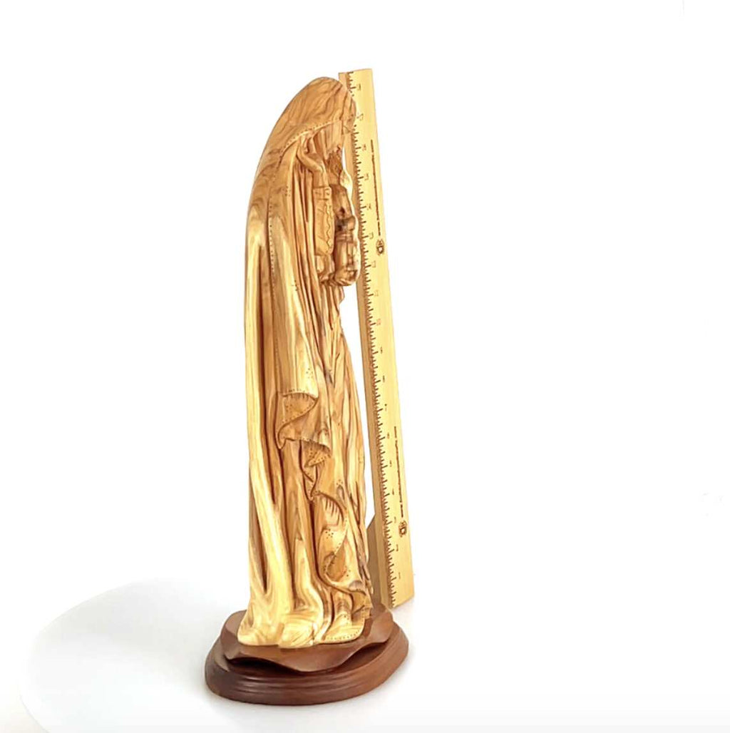 Virgin Mary with Baby Jesus, 19.3" Carved from the Holy Land Olive Wood