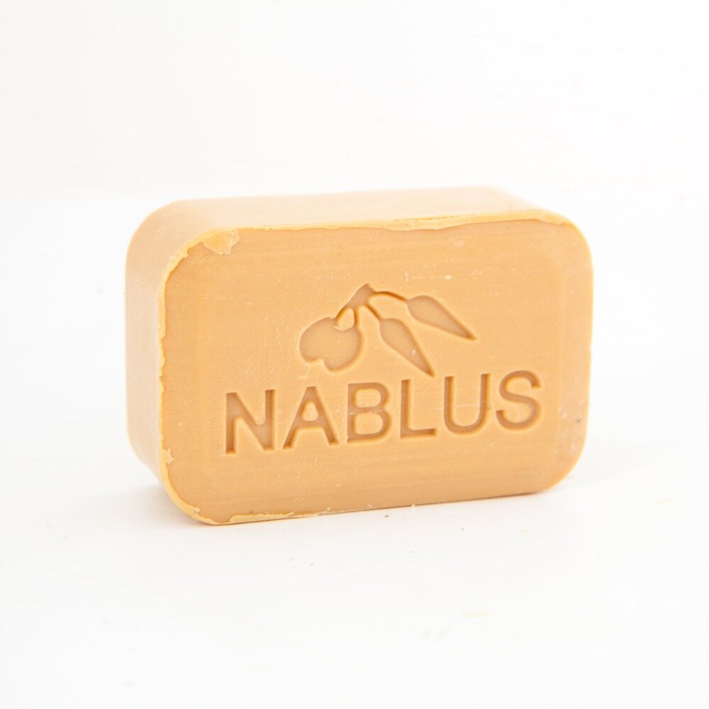 Pure olive oil soap from Nablus Holy Land, three quarter view of the religious piece