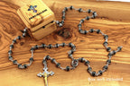 Rosary, Black Stone Beads, 22.4", Bethlehem Handmade