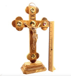 13.8" Standing Crucifix with 2.5" Base, Carved Corpus and 5 Holy Land Souvenirs