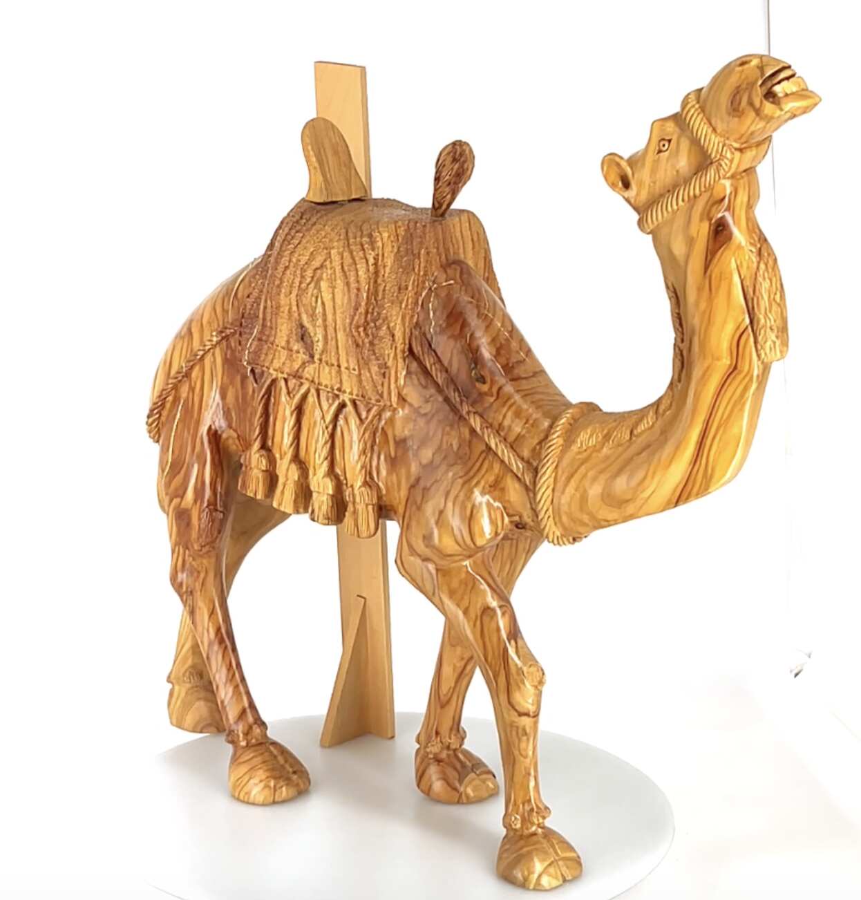 Camel Masterpiece Carving, 26" Tall, Large Olive Wood from Holy Land