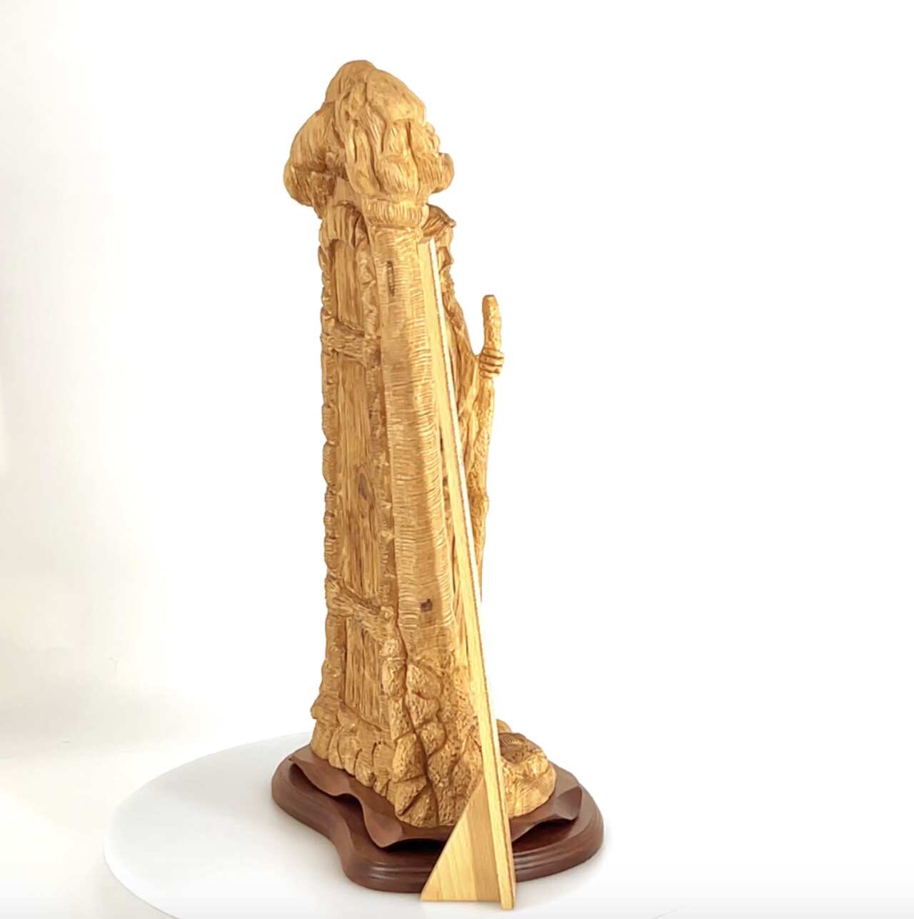 Jesus Christ "Knocking at the Door" Sculpture, 22.3" Olive Wood Carving from Holy Land