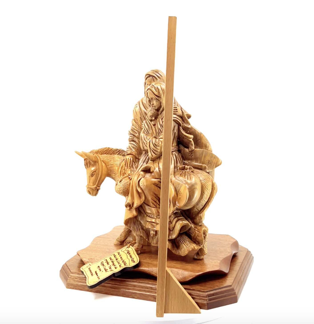 Flight into Egypt, 10.2" Olive Wood Carving from Holy Land