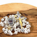 Rosary, Sterling Silver Plated Beads, 20.9", Metal Chain with 2" Crucifix