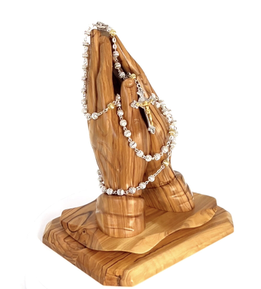 Rosary, Sterling Silver Plated Beads, 20.9", Metal Chain with 2" Crucifix