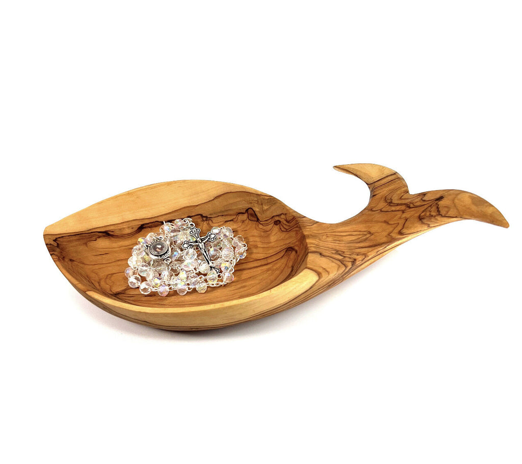 Rosary, Clear Crystal Beads, 18.5", Metal Chain, Bethlehem Handmade