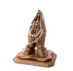 Rosary, Clear Crystal Beads, 18.5", Metal Chain, Bethlehem Handmade