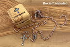 Rosary, Pink Crystal Beads, 18.5", Metal Chain, Bethlehem Handmade
