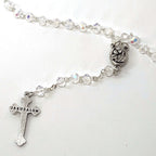 Rosary, Clear Crystal Beads, 18.5", Metal Chain, Bethlehem Handmade