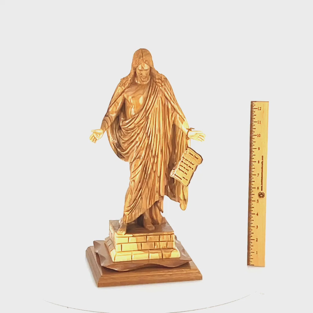 Jesus Christ Giving Blessing, 16.9" Wood Statue from Holy Land