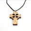 Wooden Celtic Cross Pendant Necklace, Hand Made from Olive Wood
